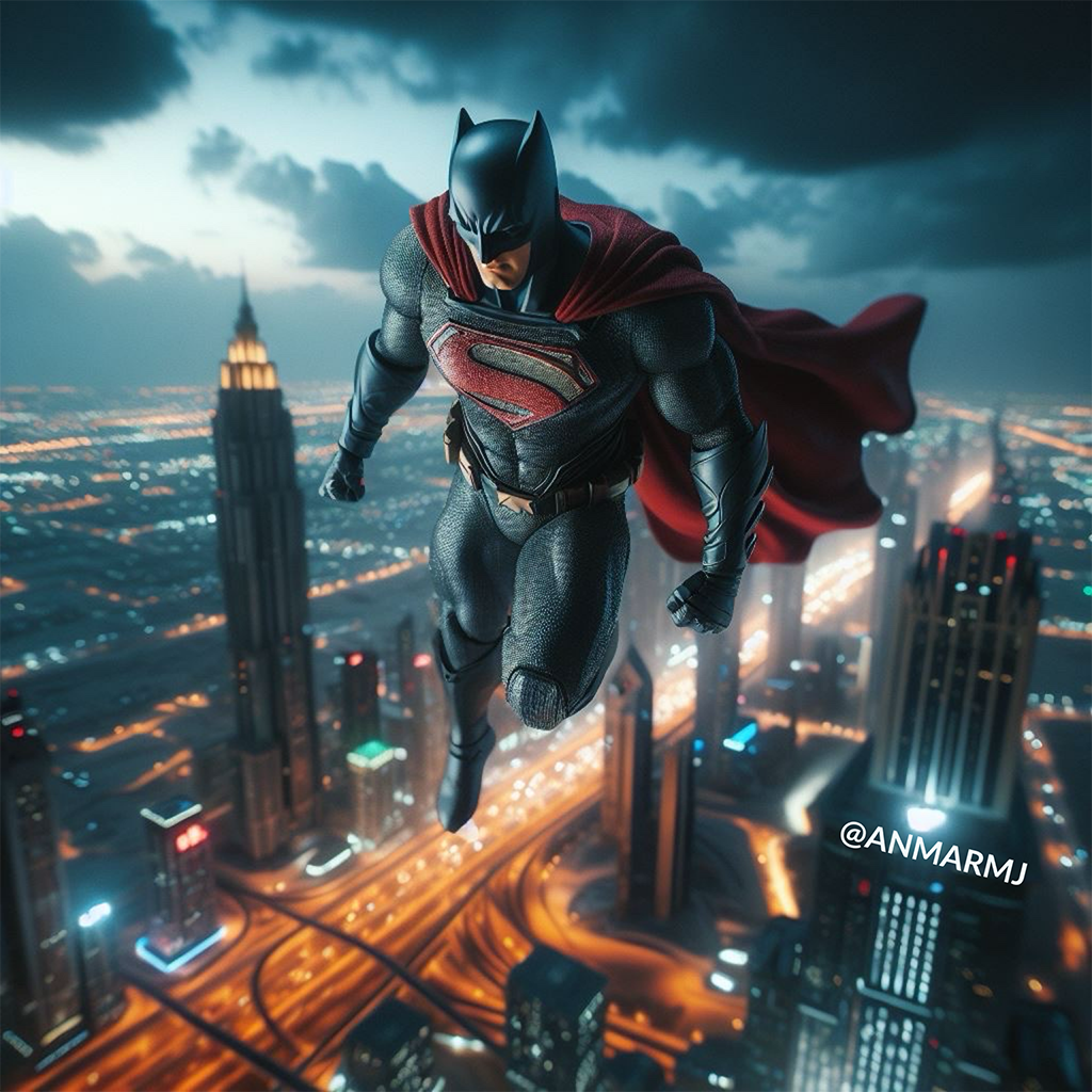 super batman over city